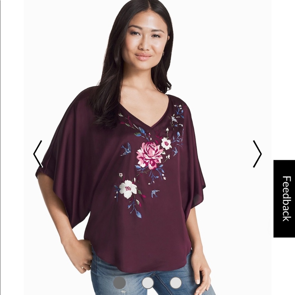 NWT WHBM Embriodered Floral Kimono Blouse size S